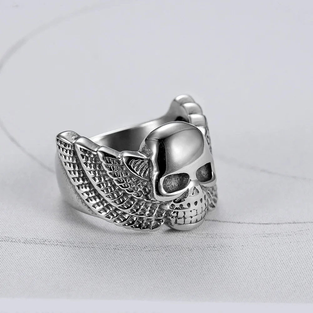 

Men's Women's for Stainless Steel Skull Wing Shaped Rings with Jewelry Sizes 7-13