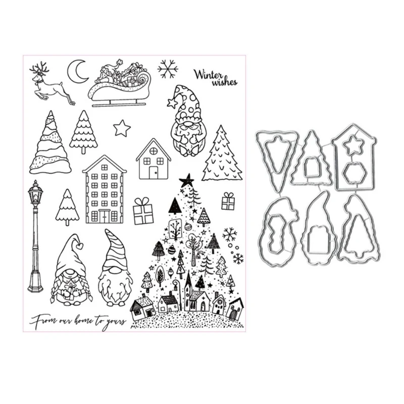 

Christmas Gnome Metal Cutting Dies Scrapbooking Photo Album Clear Stamp Decor