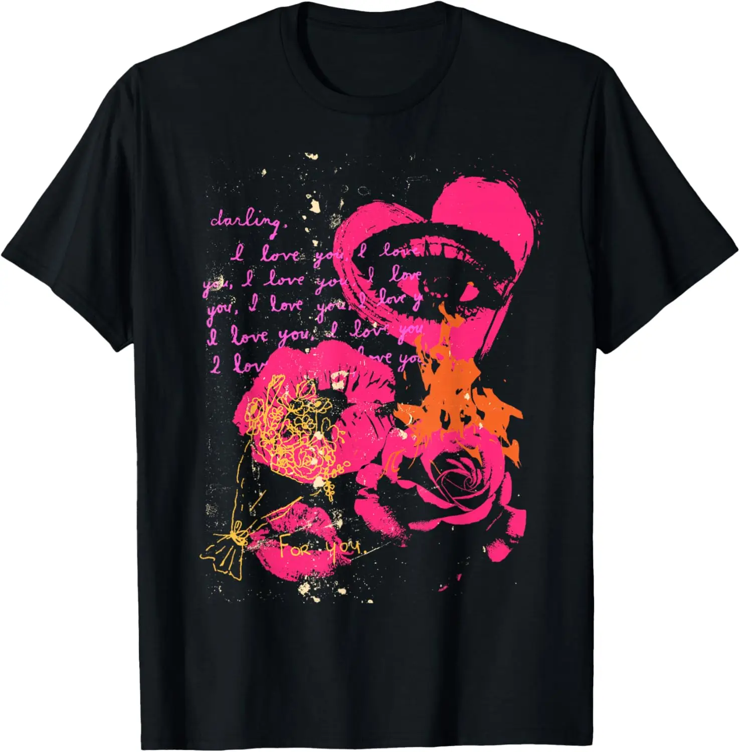 

Футболка с рисунком Burning Heart Lips Love Letter, повседневная хлопковая футболка с короткими рукавами для пар