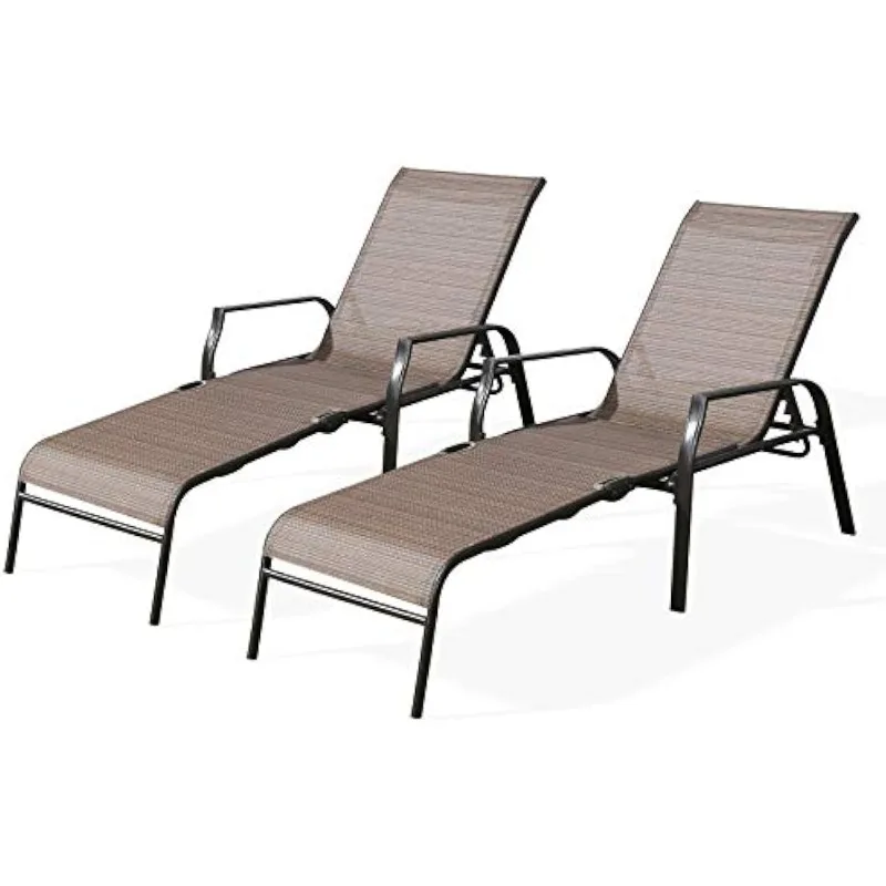 

Outdoor Chaise Lounge, Adjustable Folding Patio Sling Chaise, Lounger Chairs, Patio Reclining Chaise for Balcony, Beach, Yard