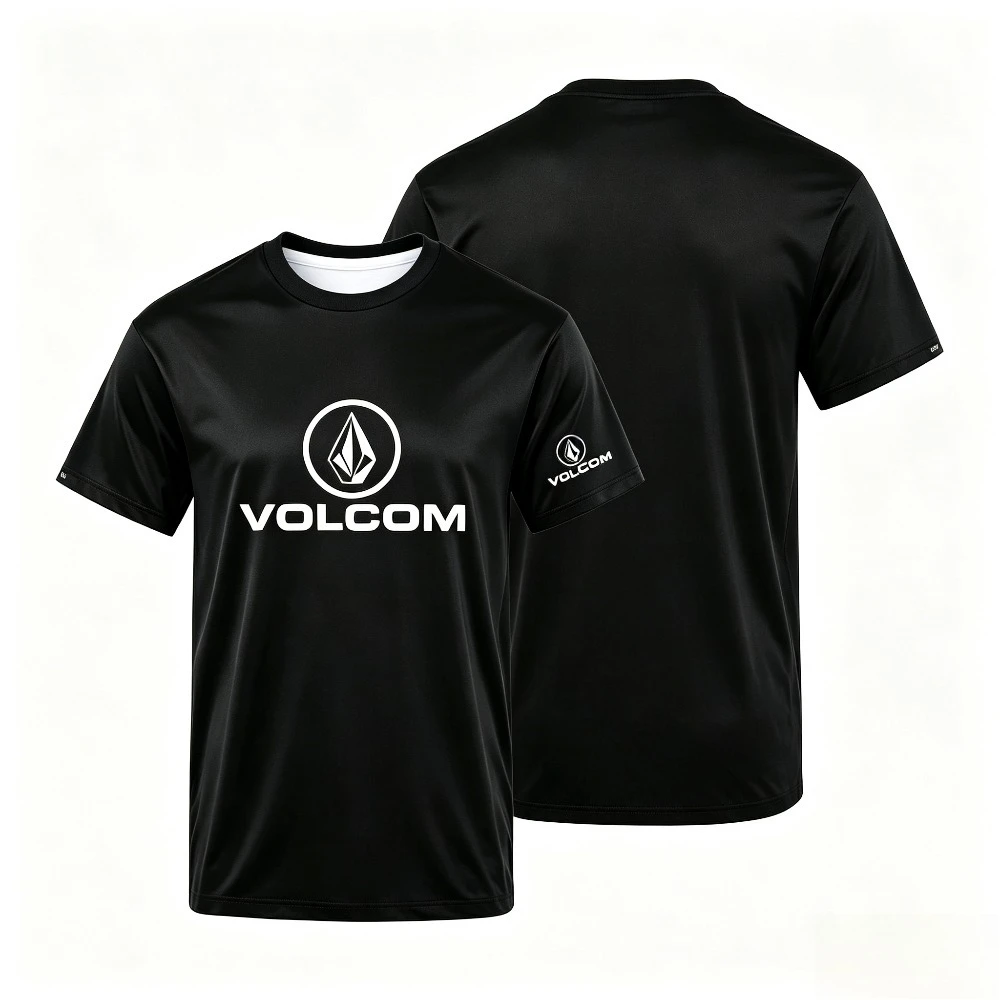 Couple Volcom Printed T‑Shirt Polyester Quick‑Dry Short Sleeve Street Sports Casual Unisex Tee Tops