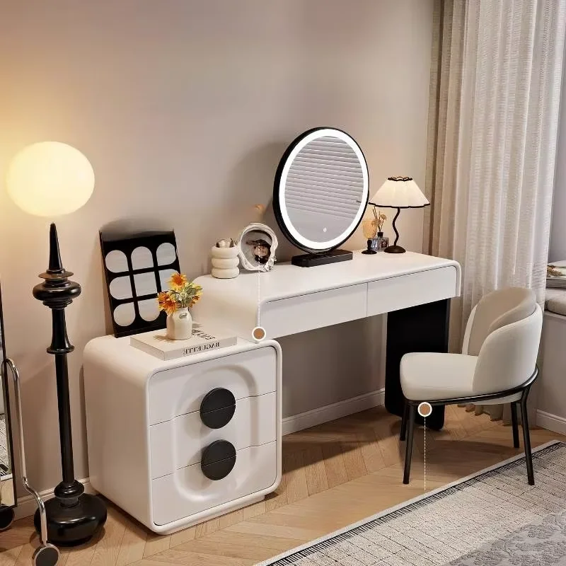 Lights Battery Vanity Table Makeup Minimalist White Drawers Vanity Table Nightstands Mirror Coiffeuse De Chambre Furniture