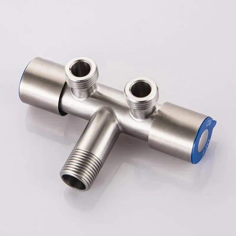 304 الفولاذ المقاوم للصدأ واحد الماء البارد 1 في 2 خارج الحمام المرحاض صمام زاوية غسالة منفذ مزدوج مياه الحنفية #3