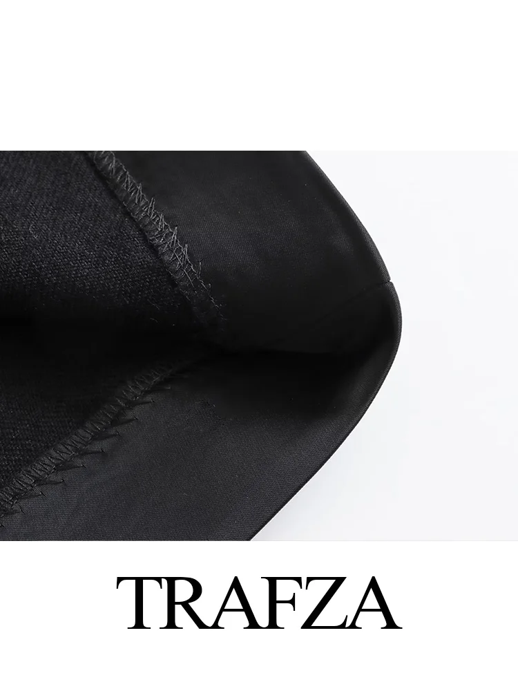 TRAFZA-Ensemble de pantalons taille haute pour femmes, poche zippée, pantalon slim, chic, bureau, élégant, automne, 2023