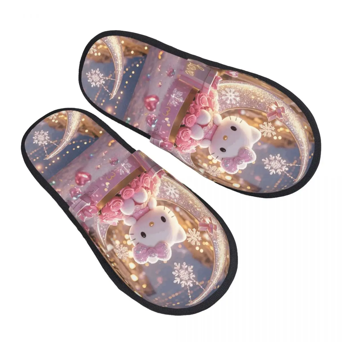 

Домашние тапочки Hello Kitty Moon для гостиной, мягкие домашние меховые тапочки с милым рисунком, нескользящие шлепанцы