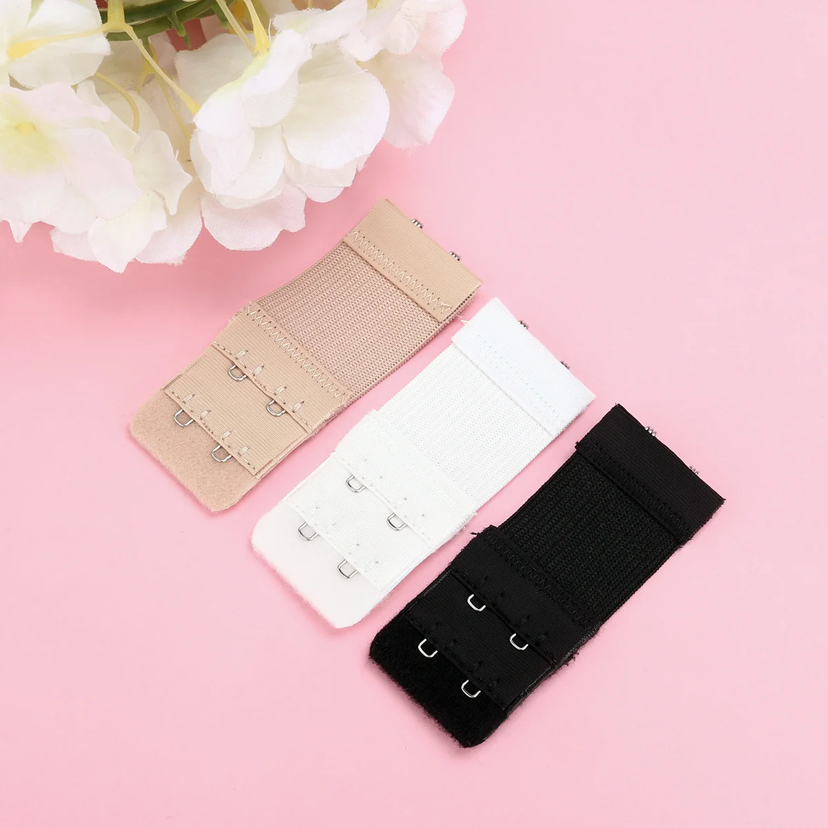 Estensori per Reggiseno a 2 Ganci e 2 File, Elastici in Cotone con Acciaio Inossidabile, Nero Bianco Nude, Regolabili, Riduce le Dimensioni