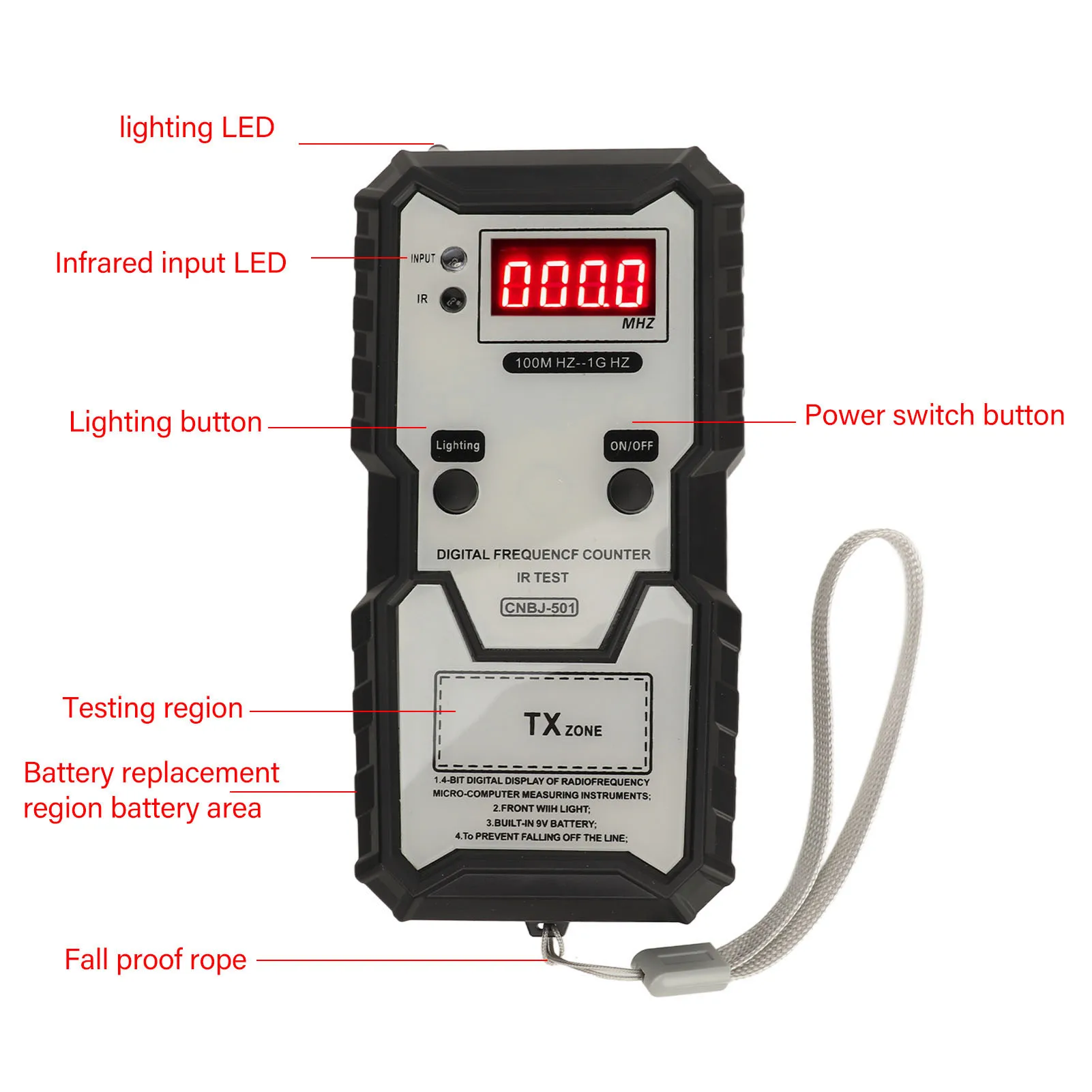 Infrared Frequency Tester 100M HZ To 1G HZ Remote Key Frequency Tester High Accuracy for Electric Lock for Burglar Alarm