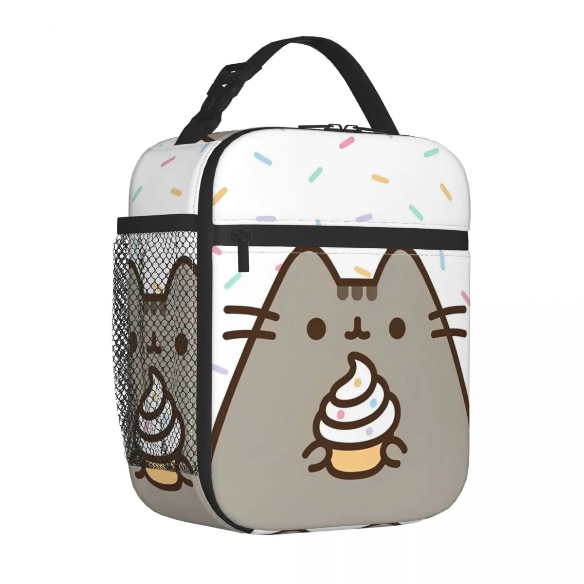 

Pusheenns Eating Ice Cream Insulated Lunch Bags Large Kawaii Cute Reusable Cooler Bag Tote Lunch Box Office Travel Girl Boy