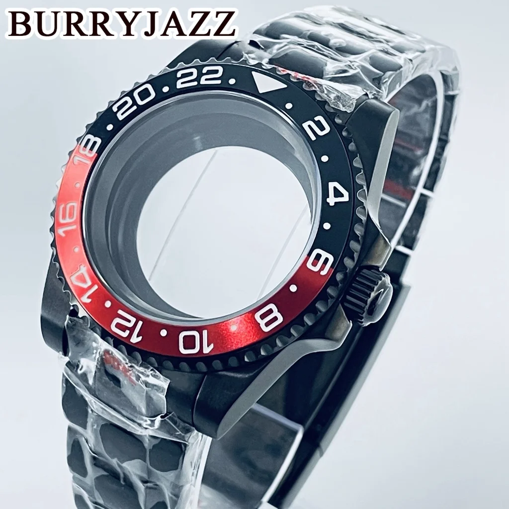 Burryjazz-サファイアガラスウォッチケース,アルミニウムベゼル,サブ,gmt,nh35,nh36,nh34,nh38,nh70,nh72,eta2824,pt5000,40mm