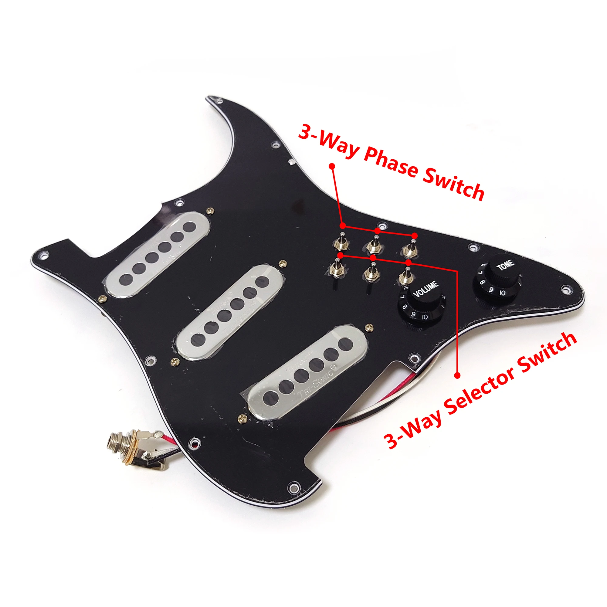 SSS Prewired Pickguard,Mirror Pickups Loaded 3 Mini Toggle 3 Phase Switch for ST