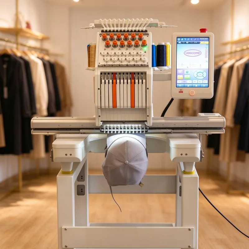 Single Head Embroidery Machine Digital Control Multi Color Stitching System for Caps Shirts Jackets and Small Business