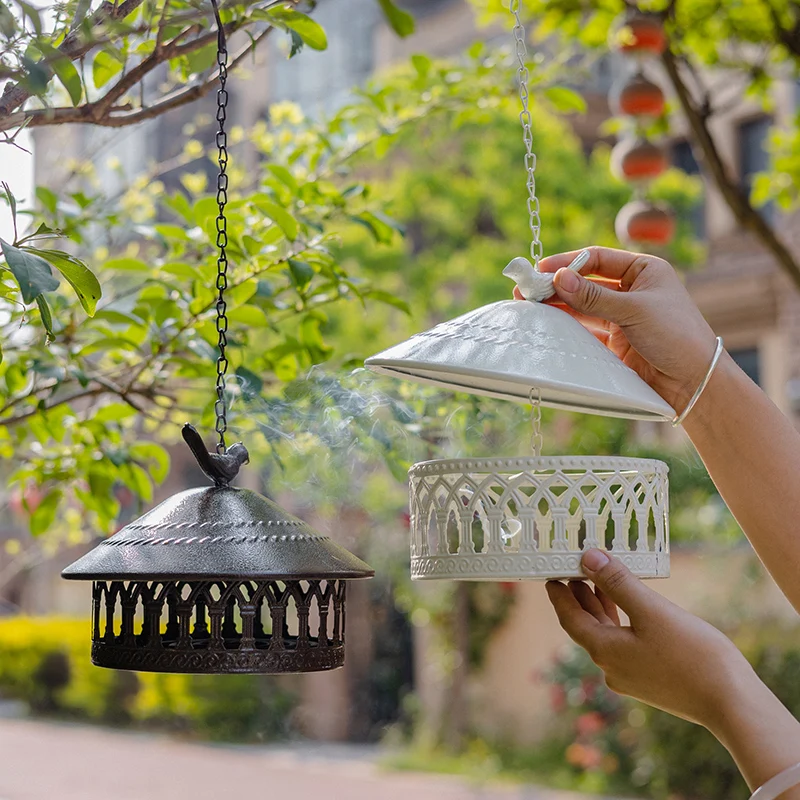 Household Wrought Iron Mosquito Coil Box Lid Outdoor Fire-resistant Mosquito Coil Tray Holder Aromatherapy Stove Tray Holder