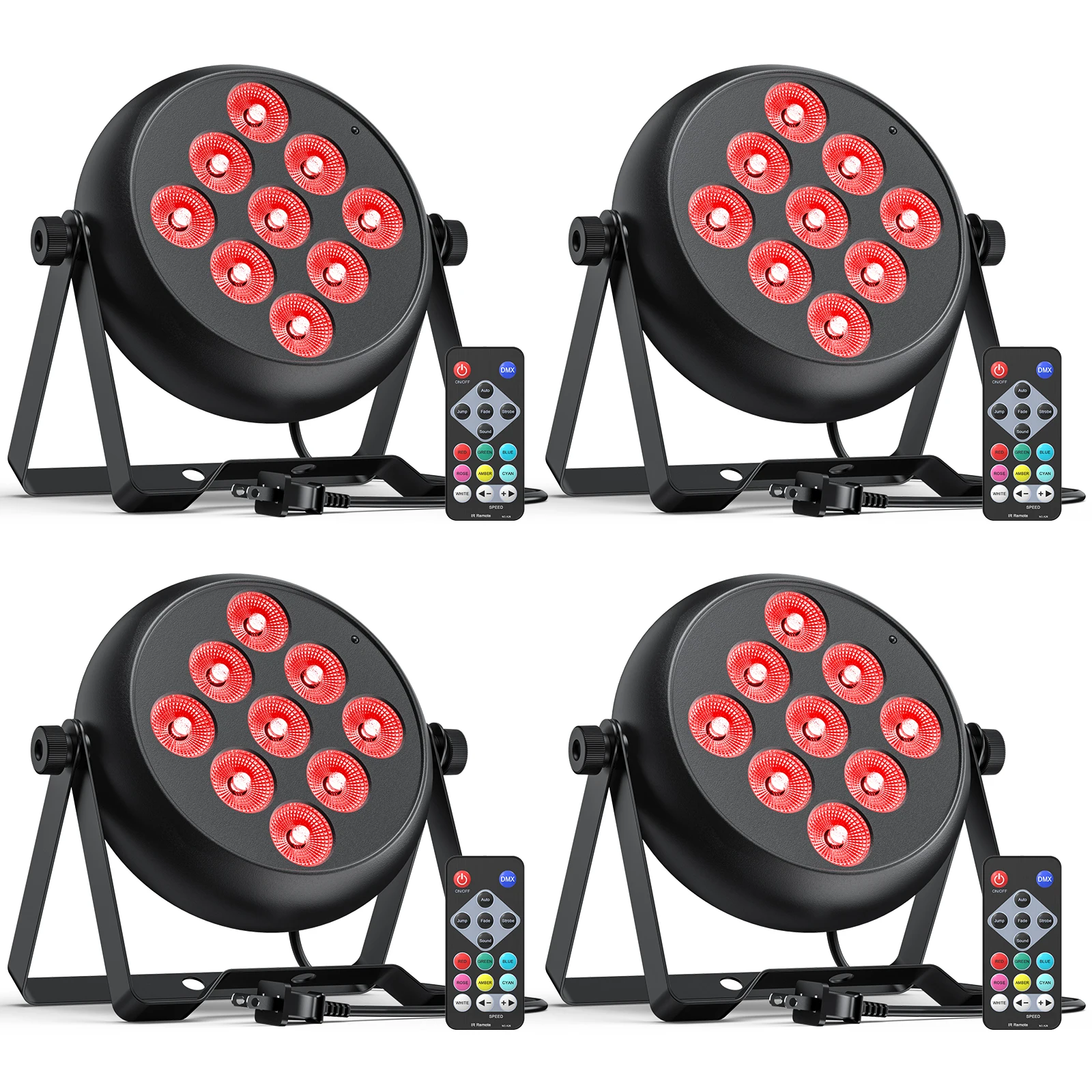 U'king ไฟเวที RGBW 4ชิ้น4IN1 36W LED PAR DMX512การควบคุมเสียงสว่างมากแสงแบนสำหรับดีเจดิสโก้งานแต่งงานบาร์โชว์