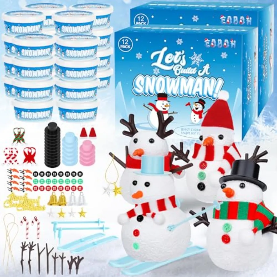 

Pack Build a Snowman Kit Christmas DIY Snowman Crafts for Bulk Snowman Kit Winter Decorations Indoor Creative Air Dry Clay Mode