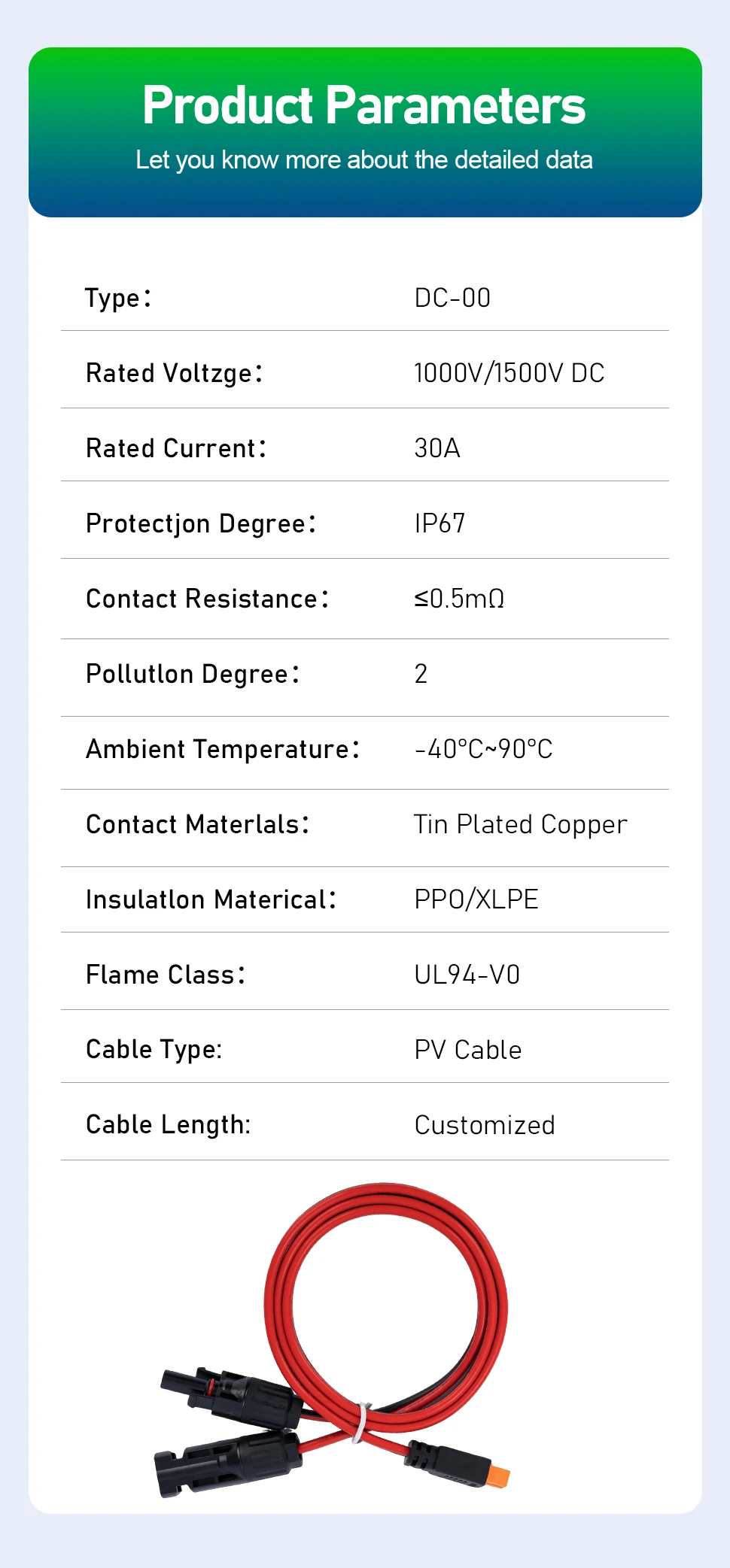 10AWG 12AWG XT60 Anti-Spark Solarkabel PV-Verbindungskabel für LiPo-Akku Solarstromsystem - Langlebiger PV-Steckverbinder – Detail 4