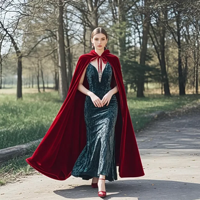 Capa con capucha para adultos de Halloween Grim Reaper para mujeres y hombres, capa larga de terciopelo de Navidad, capa de disfraz de vampiro