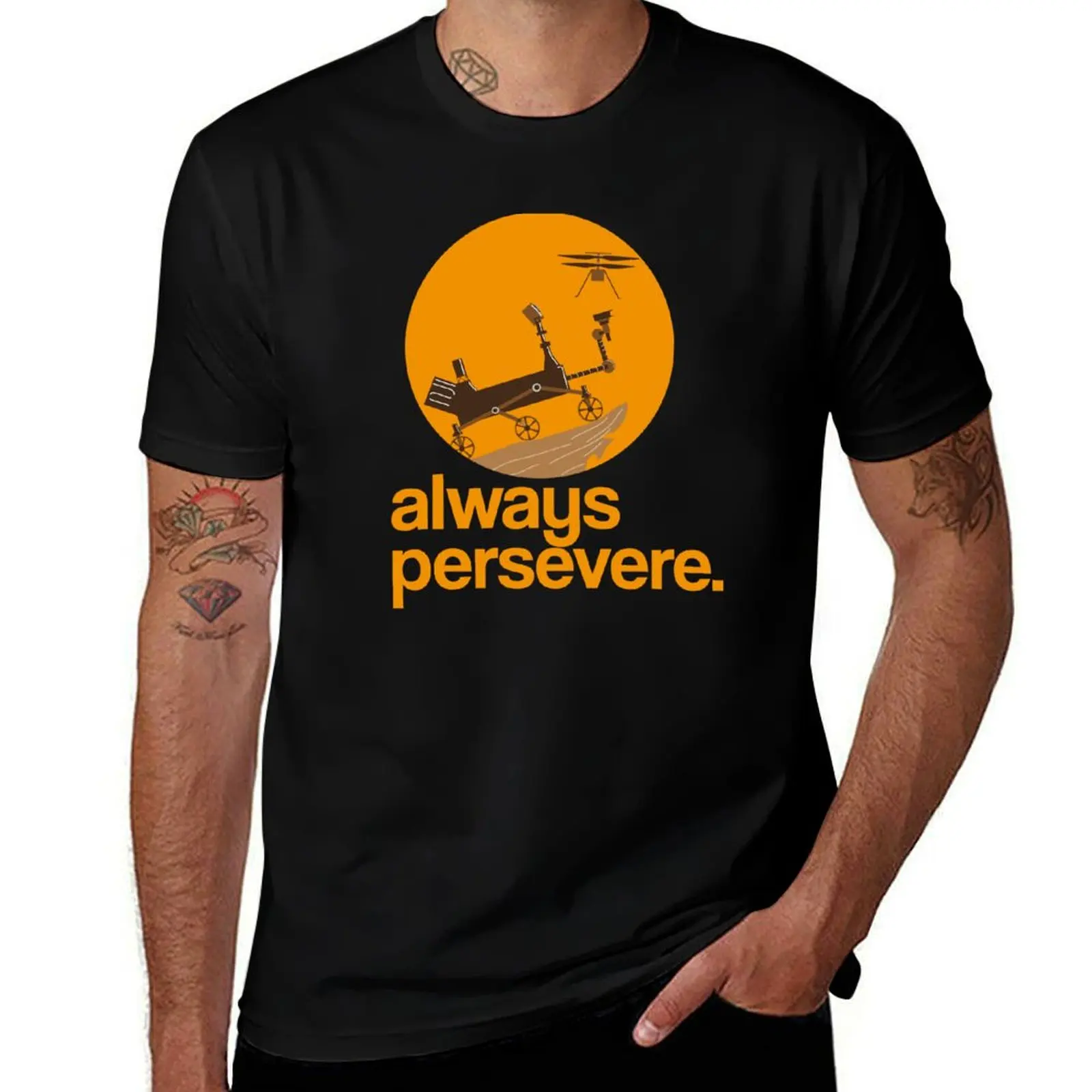 T-shirt à manches courtes uni pour usage quotidien, avec citation motivante « Perseverance Rover », mars 2020