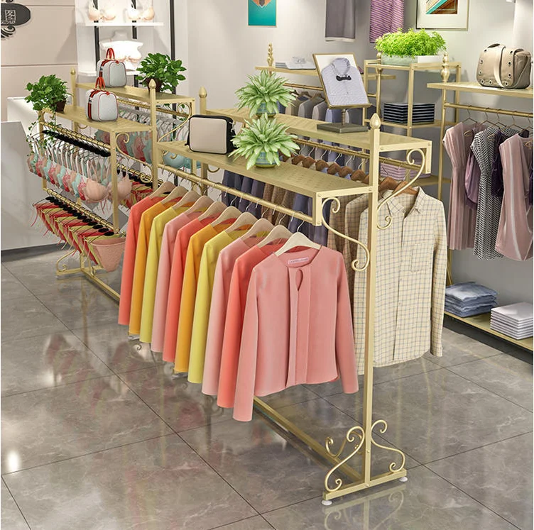 Clothing store display rack, floor standing children's clothing store display rack, clothing rack, double row hanging rack