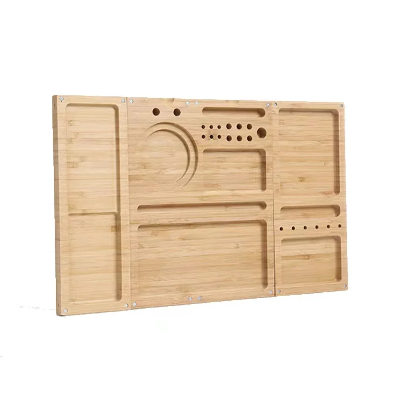 Bamboo Wooden Magnet Rolling Trays Foldable Multipurpose Storage Plate Rolling Joint Paper Tray Tool