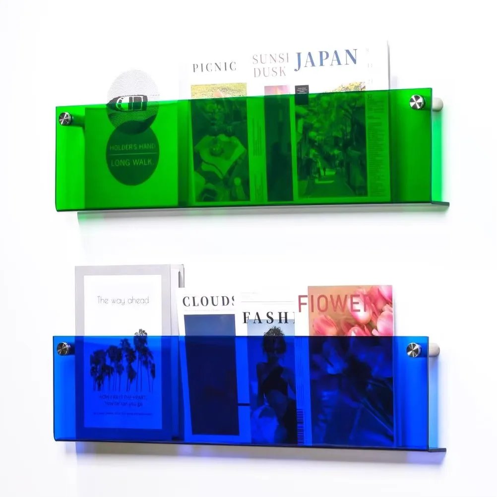 Color Acrylic Magazine Holder Brochure Rack,Record Holder Hanging Bookshelf Literature Storage Rack for Waiting Room,Home,Office - view 5