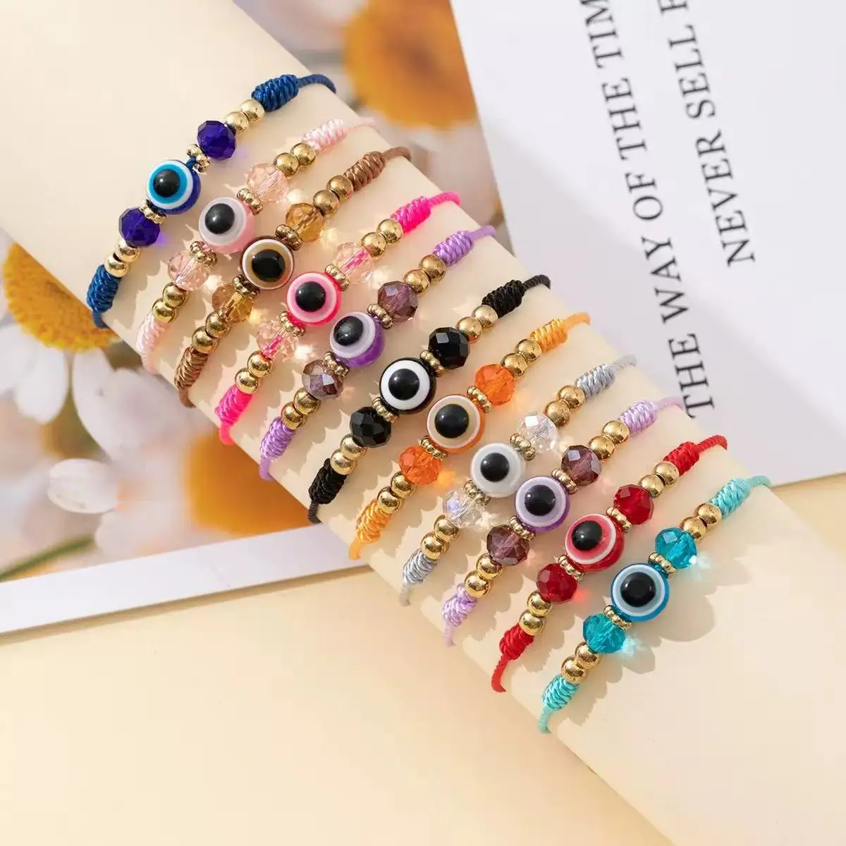 Creative Versatile Adjustable Colorfully Hand-woven Rope Round Evil Eye Bracelets for Women Lucky Guardian Jewelry Accessories