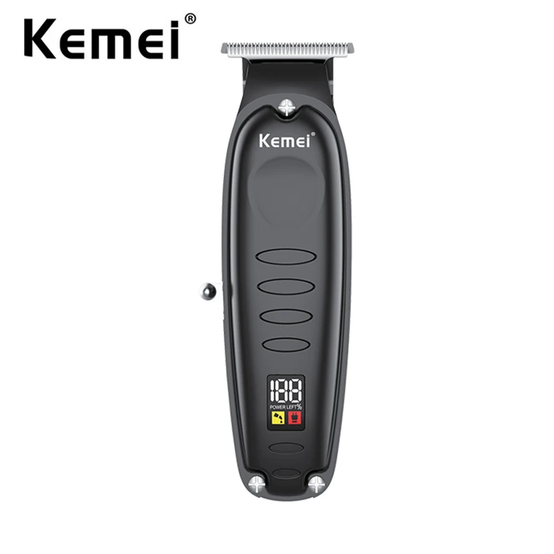 

Kemei 0mm Cordless Hair Trimmer Zero Gapped Carving Clipper LCD Display Professional Electric Finish Cutting Machine Hairdresser