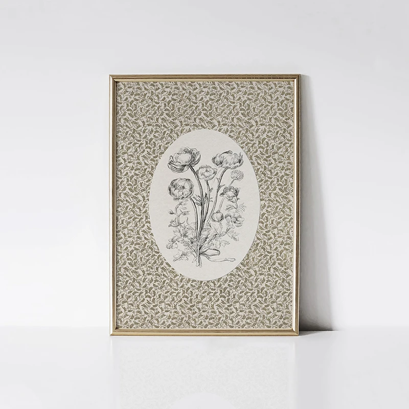 Neutral Vintage Floral Art Print Abstract Retro Pattern Art Painting Canvas Printing Home Wall Decoration Hanging Painting