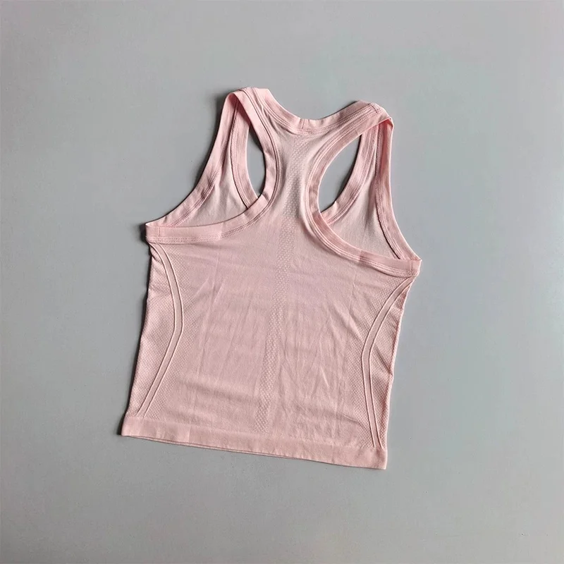 Sportliche Damen-Yoga-Top mit Racerback, schnelltrocknend, einlagig, schmal geschnitten, elastisch, Fitness-Oberteil, ohne integrierten BH, ideal für Pilates-Training. – Detail 10