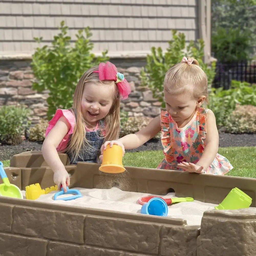 Sabbiera naturalmente giocosa II, attività di sabbia per bambini fossa per giochi sensoriali, giocattoli estivi all'aperto, accessori per giocattoli d'acqua da 7 pezzi, per Toddl