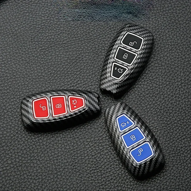 New Carbon Fiber ABS Car Key Case Cover for Ford Fiesta Focus 3 4 Mondeo Ecosport Kuga Focus ST Car Key Remote Key