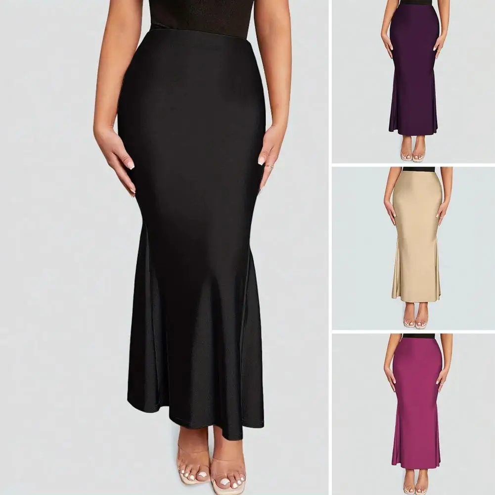 

Fishtail Skirt Elegant Women's High Waist Fishtail Maxi Skirt for Fit Versatile Daily Wear Solid Color Hip Wrapped Long Skirt