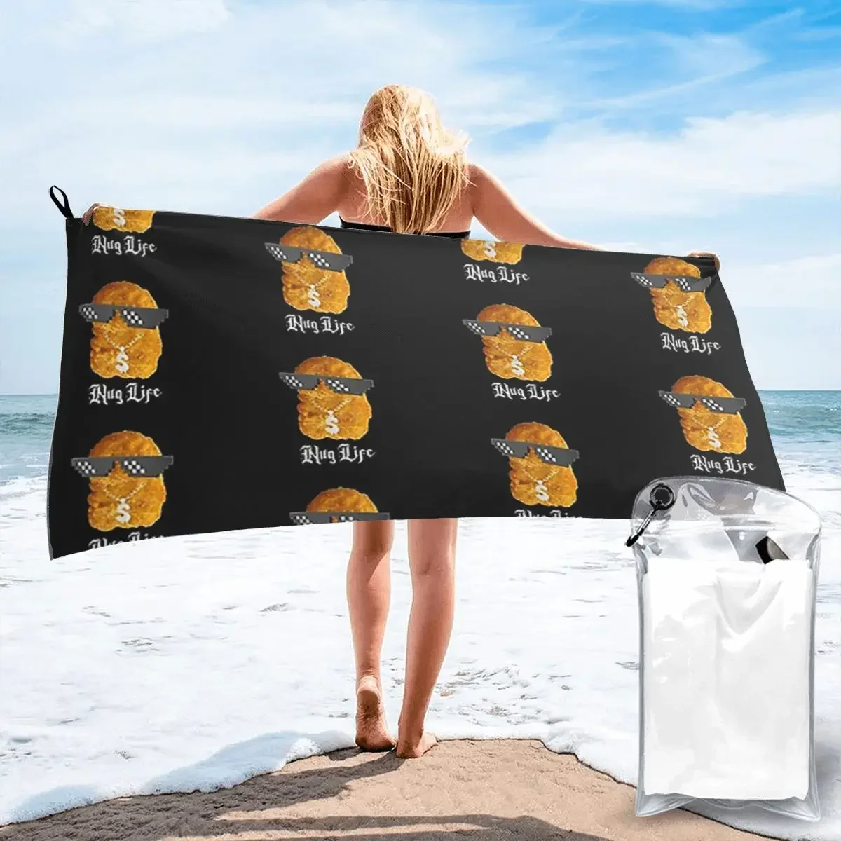 Пляжное полотенце Nug Life McDonalds с куриными наггетсами, мягкие быстросохнущие впитывающие полотенца из микрофибры для бассейна