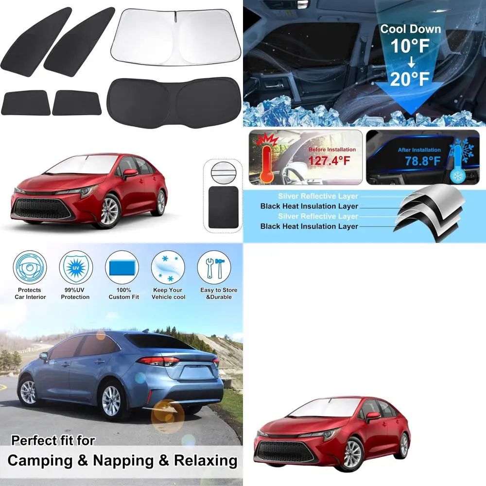 

Toyota Corolla 2020-2025 Чехлы на боковые и задние окна для защиты от солнца и конфиденциальности (6 шт.)