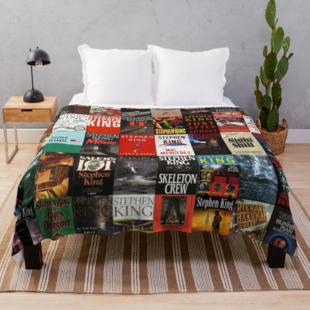 

Stephen King Book Cover Collage Throw Blanket Thermal blankets ands Fluffy Shaggy Blankets