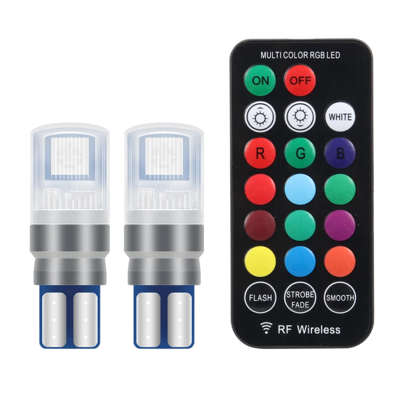RGB Multi-Color LED Bulbs With RF Remote – T10 168 194 – For Parking Lights & Reading Lamps 3 thumbnail image