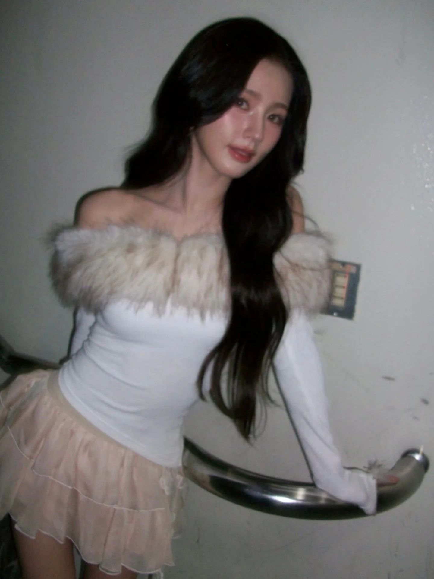   Abrigo de piel con empalme de cuello, ligero, de lujo, informal, diseño desmontable, Color puro, fibra de poliéster, corte ajustado