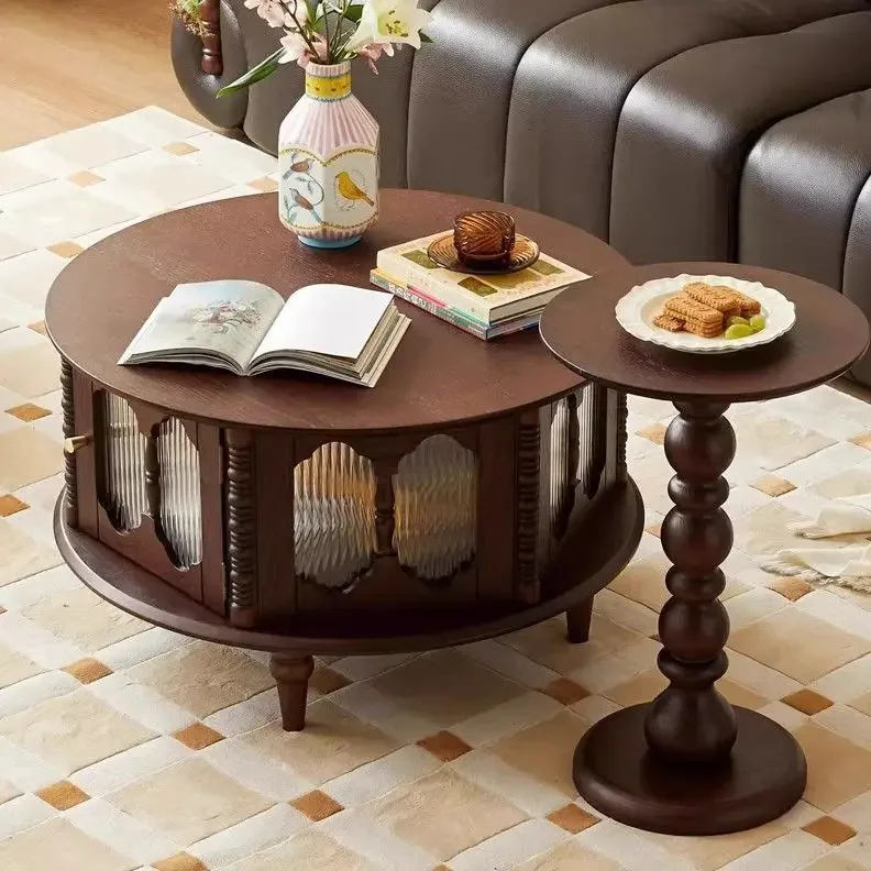 Modern design coffee table Wooden panel coffee table High-grade cream cashew coffee table