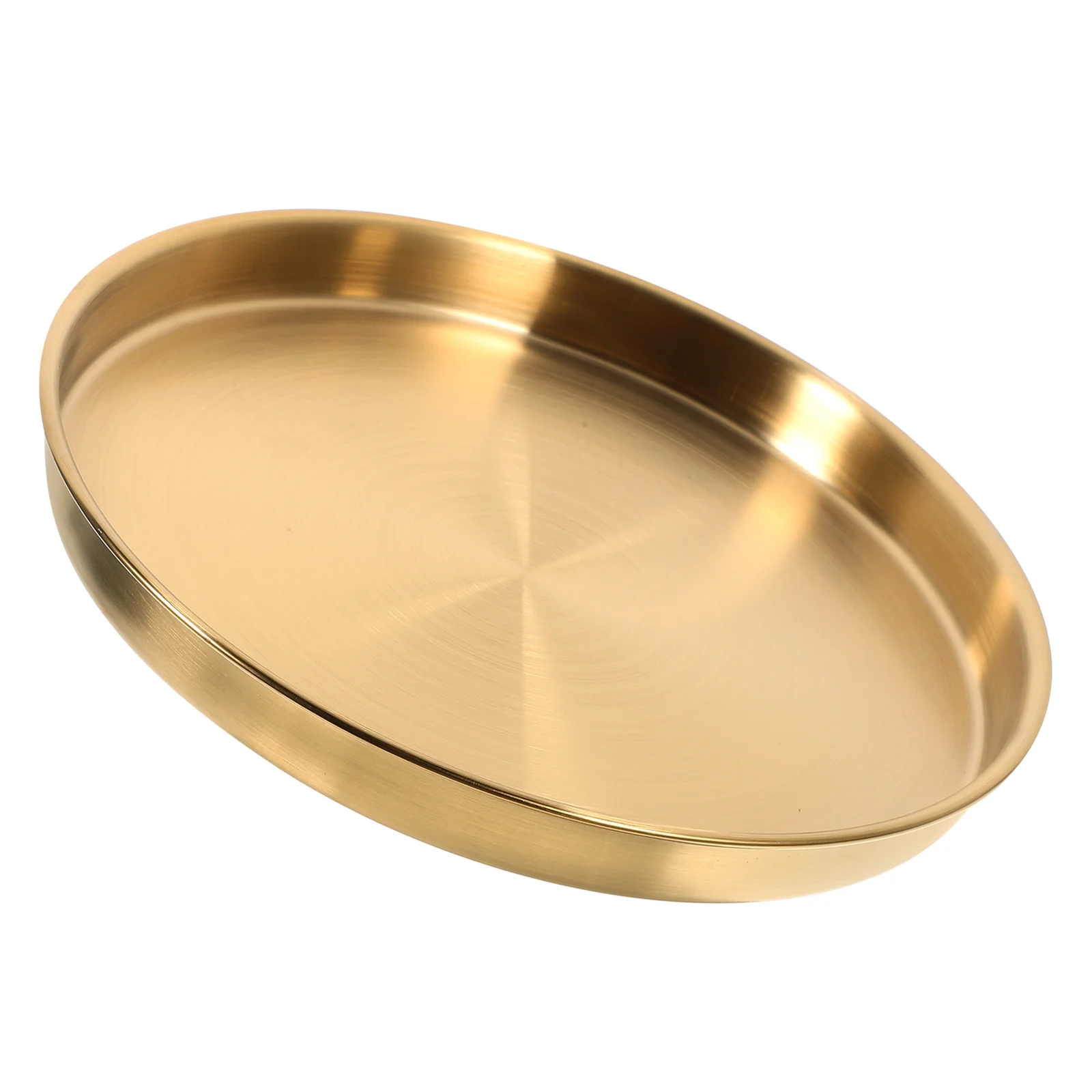 

Dining Stainless Steel Plate Dinner Plates Round Serving Platter Thicken Steak Dish Tray