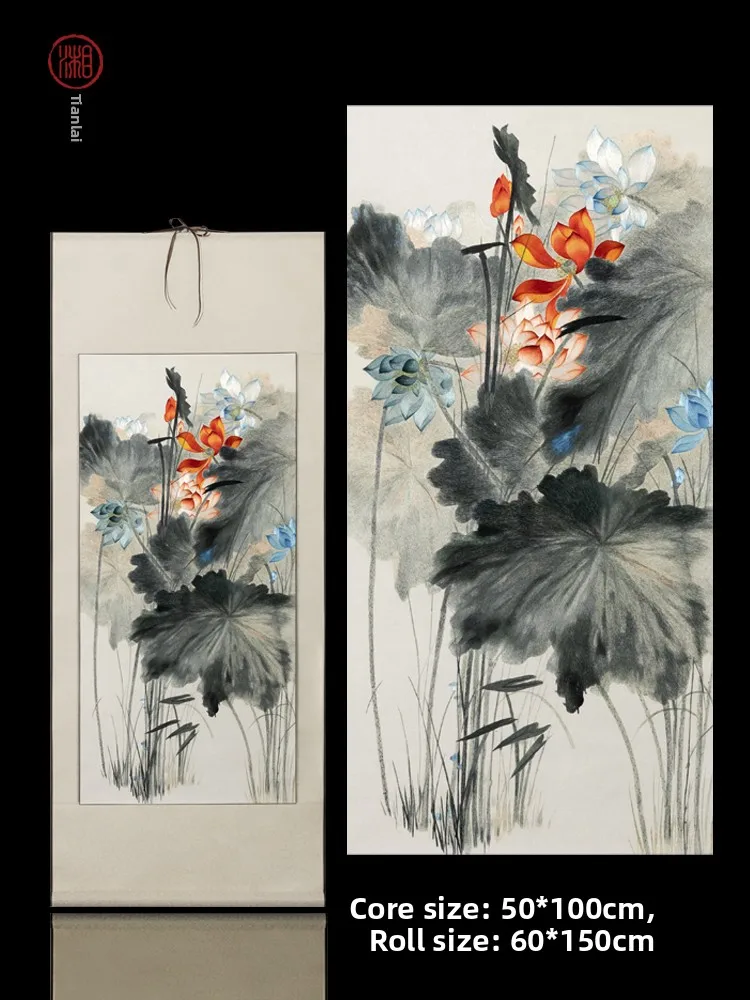 

Вышивка ручной работы Xiang Transmitted Gift Xiang: серия «Лотос», «Все идет гладко», «Горный и водный пейзаж», настенное панно А...