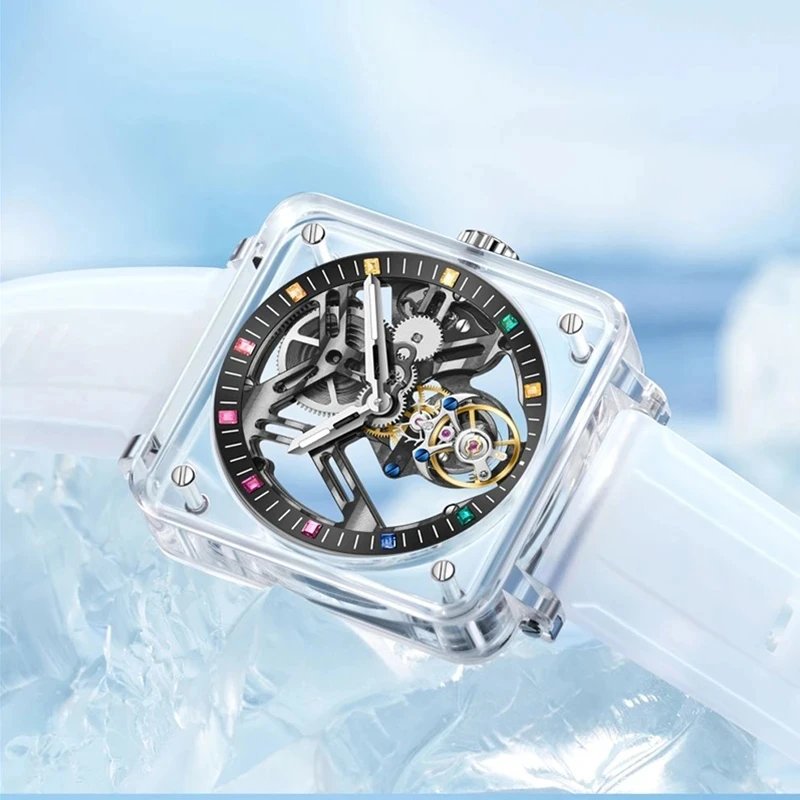 2024PINDU Luxury Tourbillon Mechanical Men's Watch Advanced Sapphire Chronograph Luminous Waterproof Watch Relogio Masculino+Box