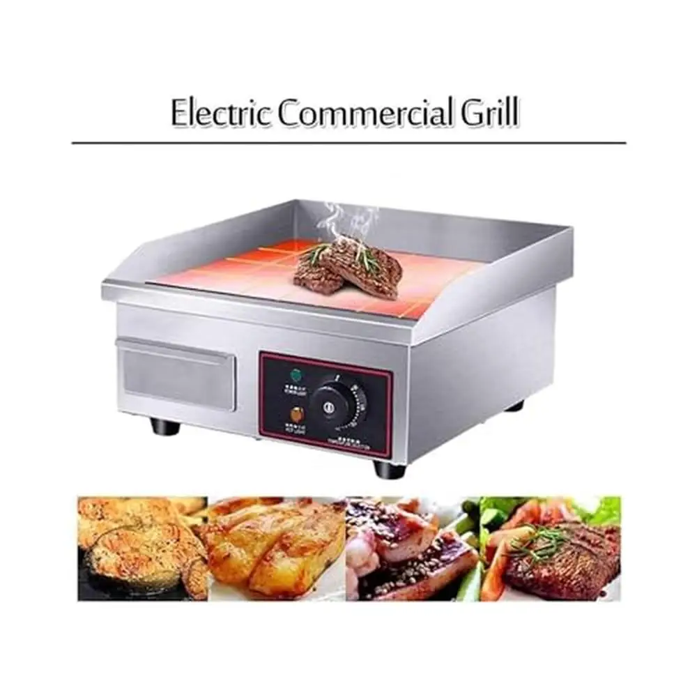 Commercial Stainless Steel Electric Griddle Hot Plate Grill Temperature Control 3000W 50-300℃ Large Area Even Heat Energy