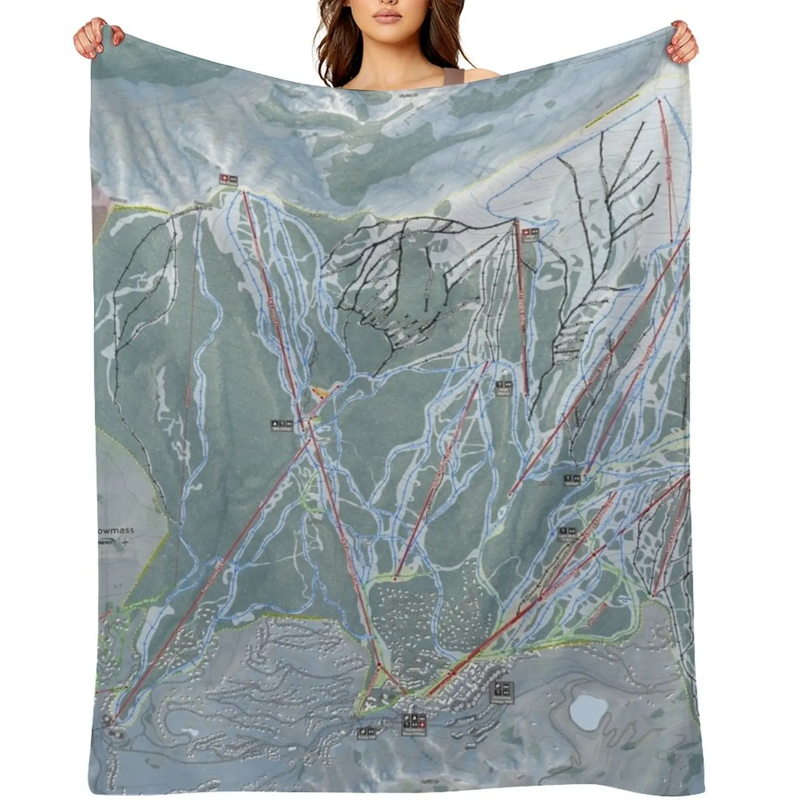 Snowmass Resort Trail Map Throw Blanket Cute Plaid Flannels Custom Vintage Blankets
