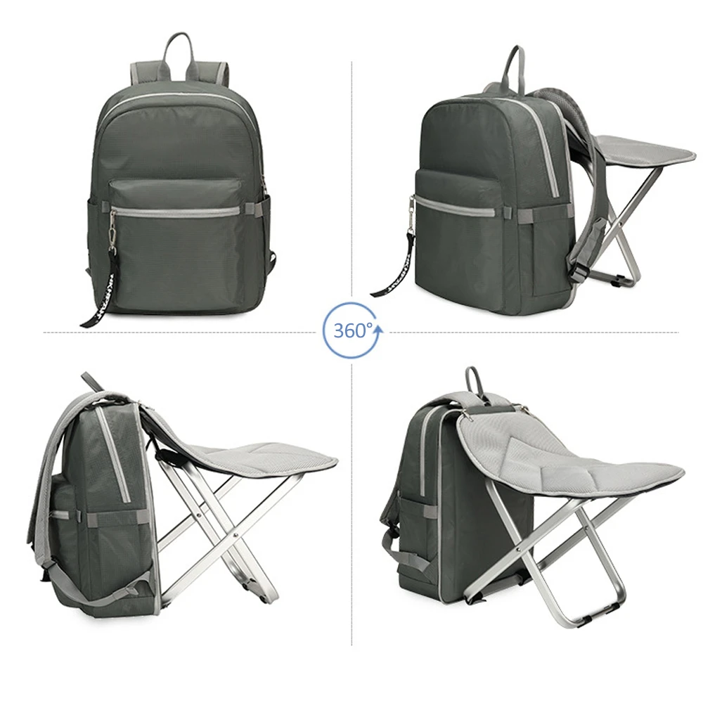 2 in 1 Folding Fishing Chair Bag Backpack Lightweight Backpack Stool Combo Backpack for Camping Fishing Hiking Picnic BBQ