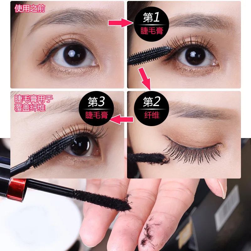 Zestaw tuszu do rzęs Fiber Mascara z podwójnymi aplikatorami, wodoodporny i długotrwały, tworzy trwałe, naturalne podkręcenia, pogrubiający krem do rzęs.