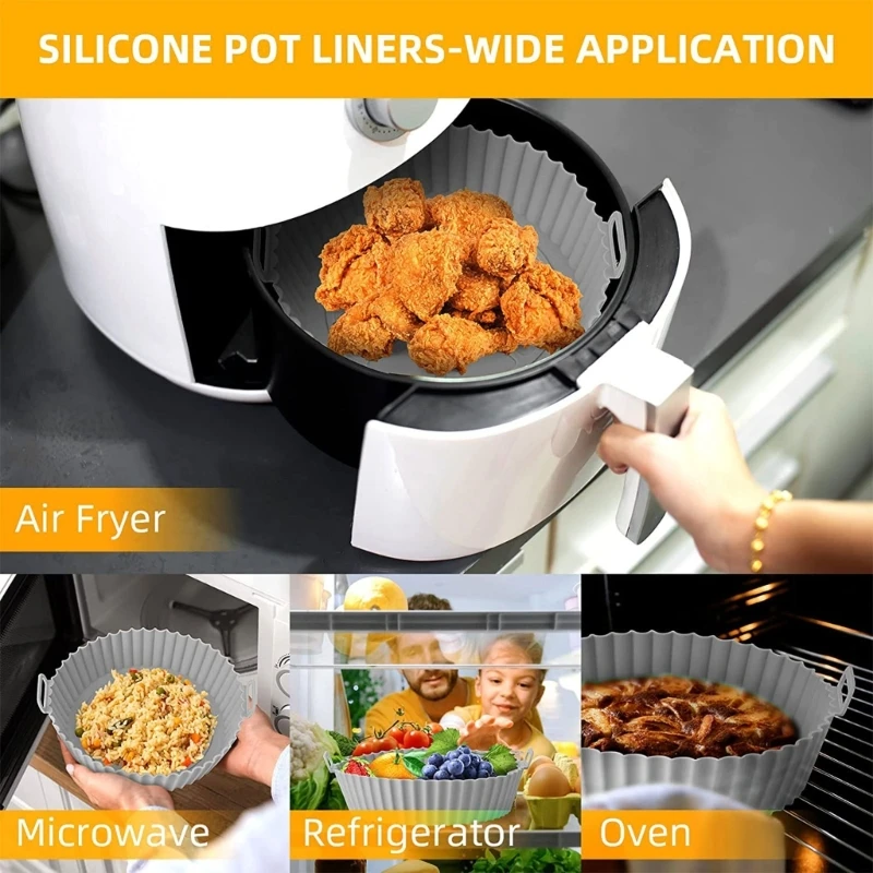 2 Chiếc Nồi Chiên Không Dầu Air Fryers Nướng Silicon Chảo Có Thể Tái Sử Dụng Khay Nướng Bánh Silicon Lót Nồi Thay Thế Vải Da Lót