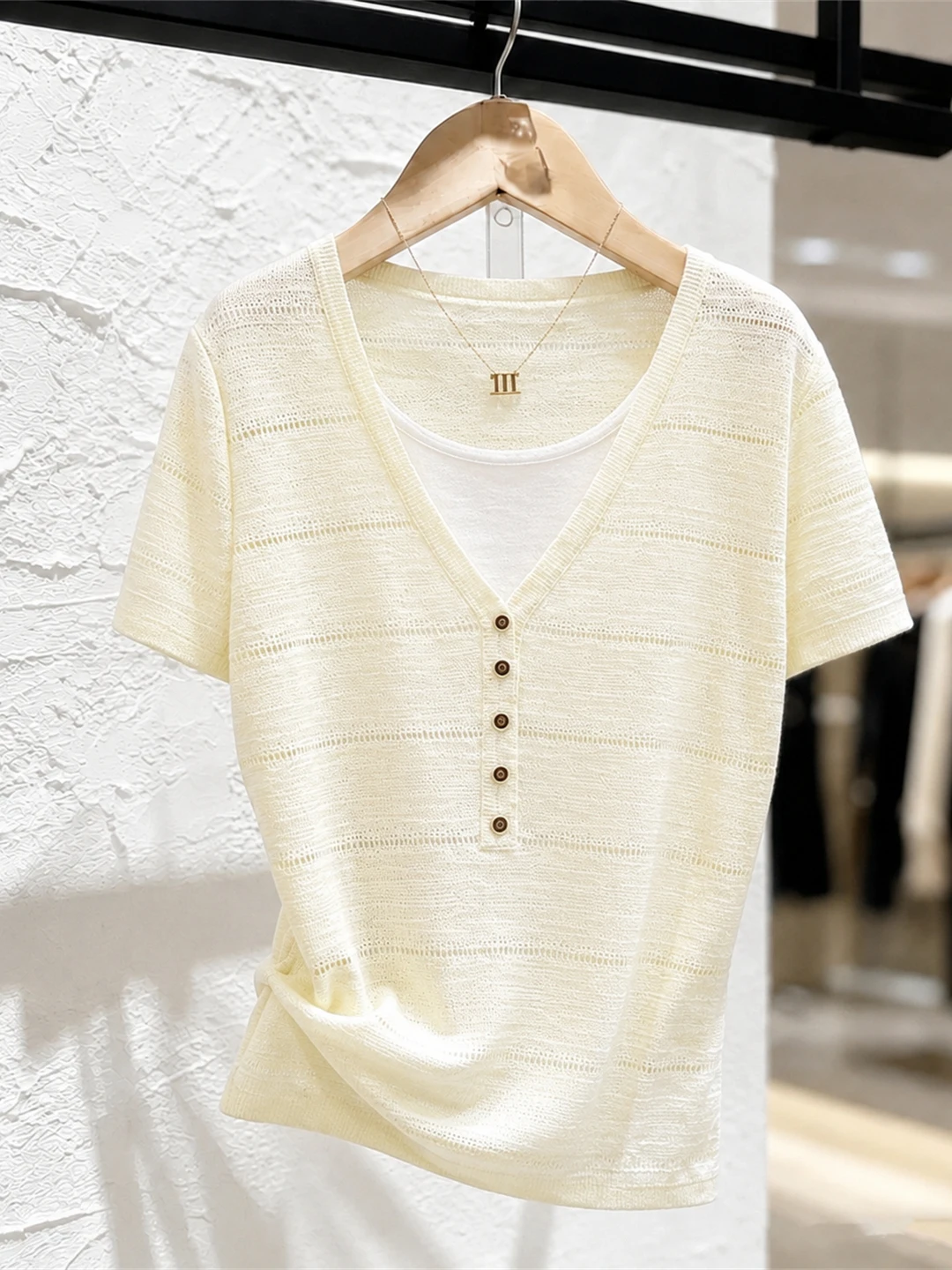 

Korean Style Ice Silk Knitted Short Sleeve Sweater Women's Summer Overhead Top Color Block Fashion Casual Straight Cut Shirt