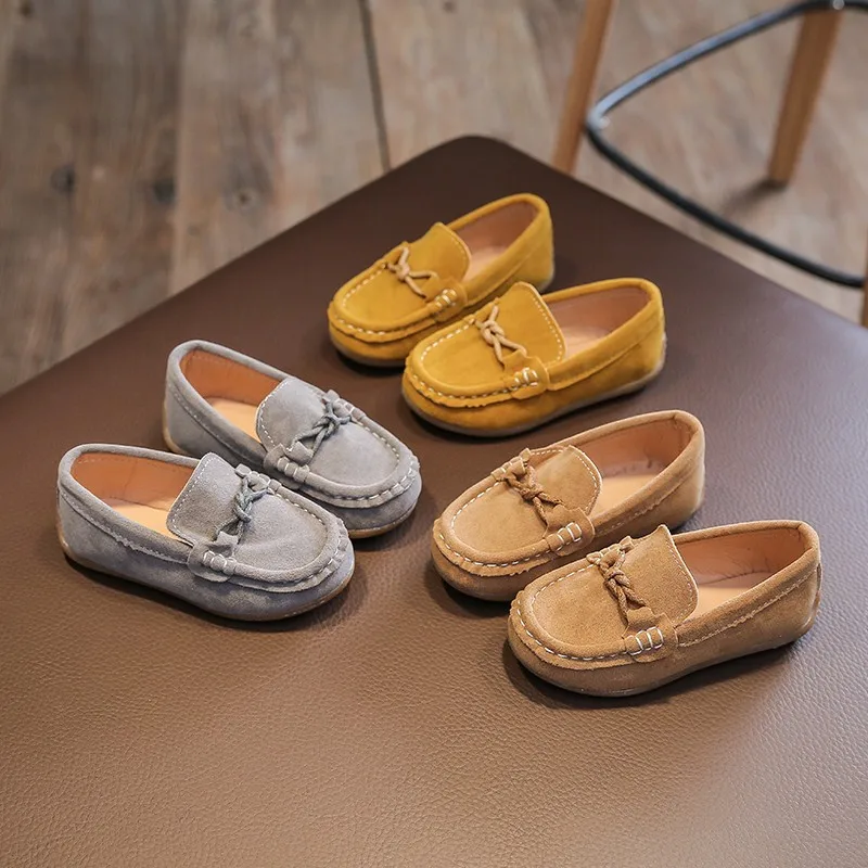 

Boys Loafers Spring Autumn Moccasins Slip-on Fashion British Style Shallow Children's Flat Shoes Solid Color Kids Causal Shoes