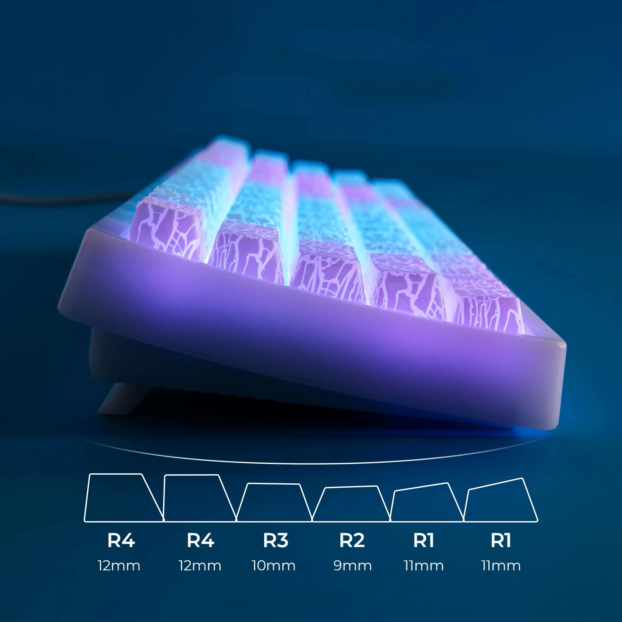 XVX "Ice Crack 2,0" keycap seleccionado proceso IMD patrón de grabado lateral translúcido keycap personalidad wooting