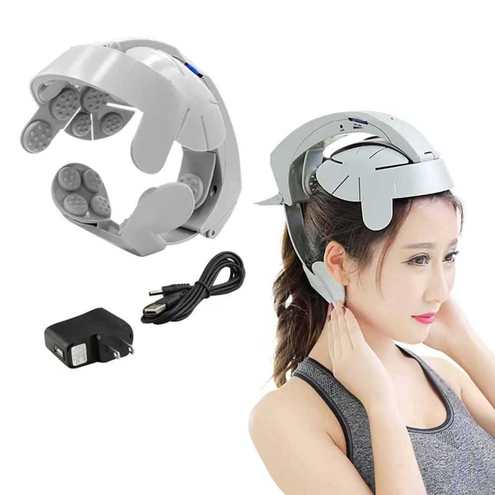 New Automatic air pressure head massage helmet dual vibrating electric head massager for brain relax improve sleeping