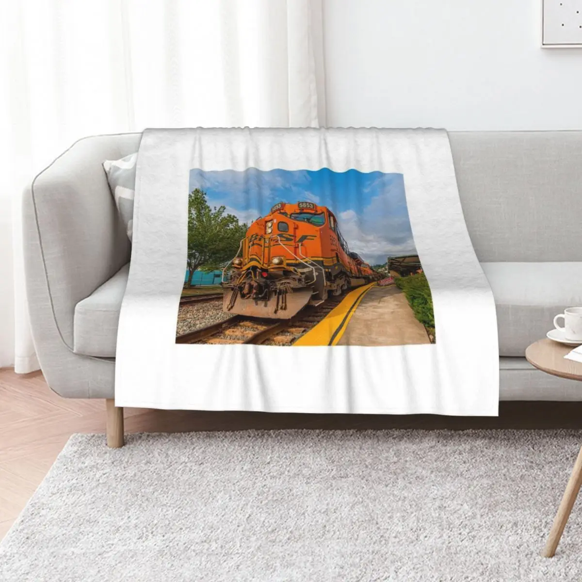 BNSF Locomotive Throw Blanket Soft Breathable Blanket for Night Sleeping
